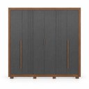 Ver imagem 3 de Guarda Roupa Casal Miletto 6 Portas 3 Gavetas Jatobá/Grafite com Pés - Santos Andirá