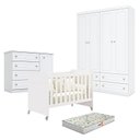 Ver imagem 1 de Quarto de Bebê Americano 4 Portas com Berço Americano Evolution 4 em 1 Branco Acetinado Reller e Col