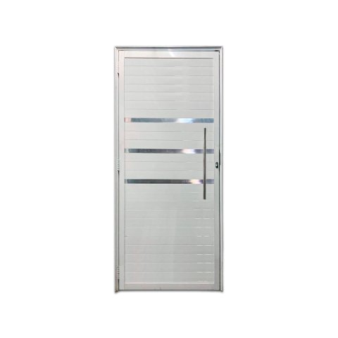 Porta Pivotante Frizada Branco com Puxador 210x100 Lado Esquerdo