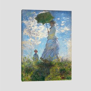 Quadro Claude Monet Mulher Com Sombrinha Tela No Chassi 95X63Cm