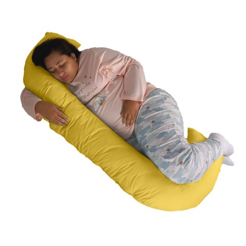 Travesseiro Gigante Multiuso Unissex Formato C Happy Line - Amarelo