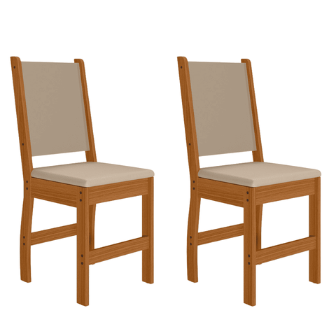 Kit 2 Cadeiras Estofadas para Mesa Sala de Jantar Reforçada Clara - Freijó/savana