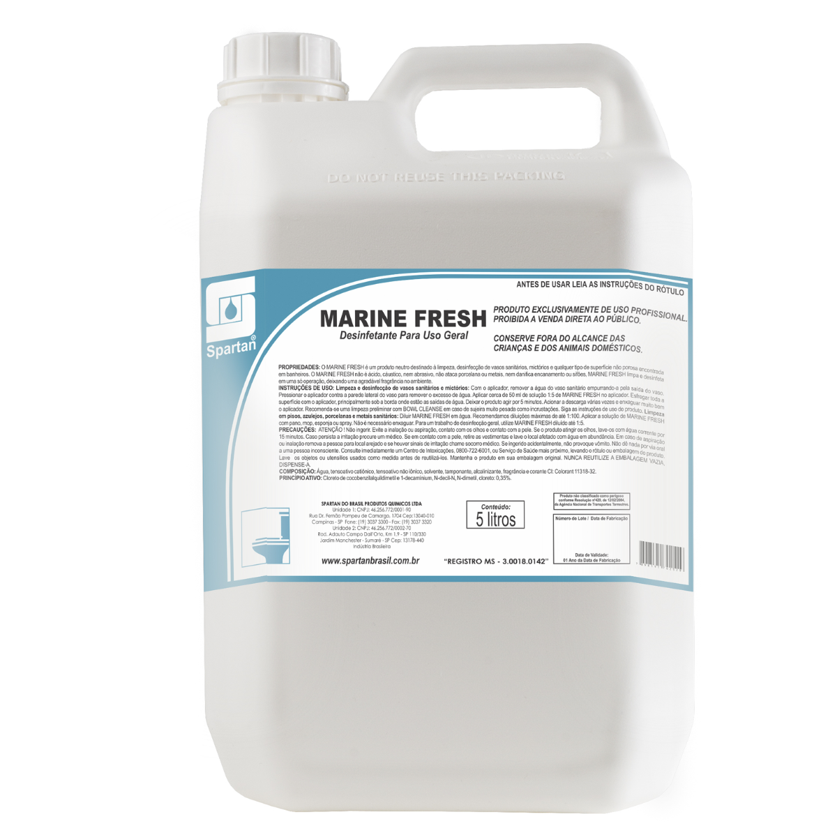 Limpador Desinfetante de Uso Geral Marine Fresh 5l Spartan - 1