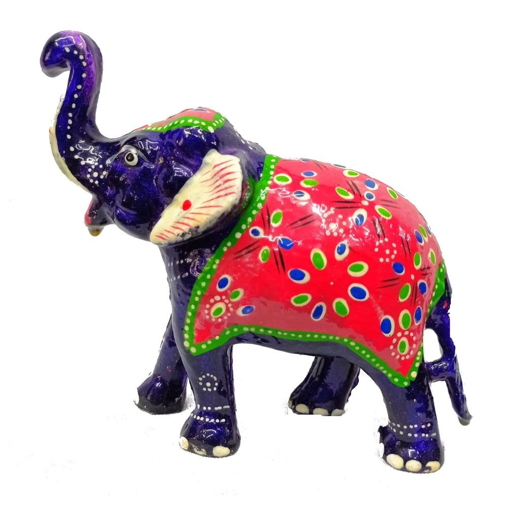 Elefante Indiano 15 Cm Pintado- Roxo Loja da Índia Feito de Laka e Pintado a Mão
