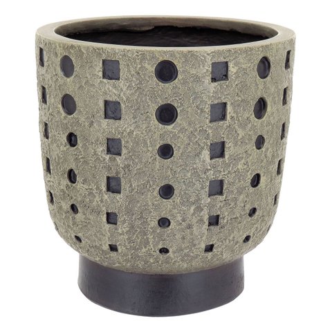 Cachepô Resina 28x27x27cm Cinza Vaso Decorativo Enfeite Casa Planta