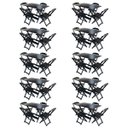 Ver imagem 1 de Kit 10 Jogos de Mesa com 4 Cadeiras de Madeira Dobrável 120x70 para Bar e Restaurante - Preto