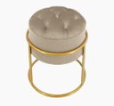 Ver imagem 2 de Kit 2 Puff Banqueta Estofado Decorativo Base de Ferro Capitonê Suede Bege Eli Móveis e Decoração
