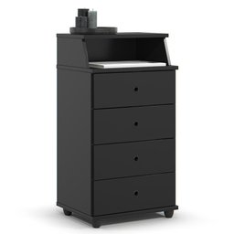 Mesa de Cabeceira Quarto Luxo New Ii com 4 Gavetas Preto Preto - 1