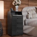 Ver imagem 4 de Mesa de Cabeceira Quarto Luxo New Ii com 4 Gavetas Preto Preto