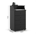 Ver imagem 2 de Mesa de Cabeceira Quarto Luxo New Ii com 4 Gavetas Preto Preto