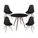Ver imagem 1 de Kit Mesa Sala Jantar Eames Eiffel Wood Preta + 4 Cadeiras - G4 Magazine