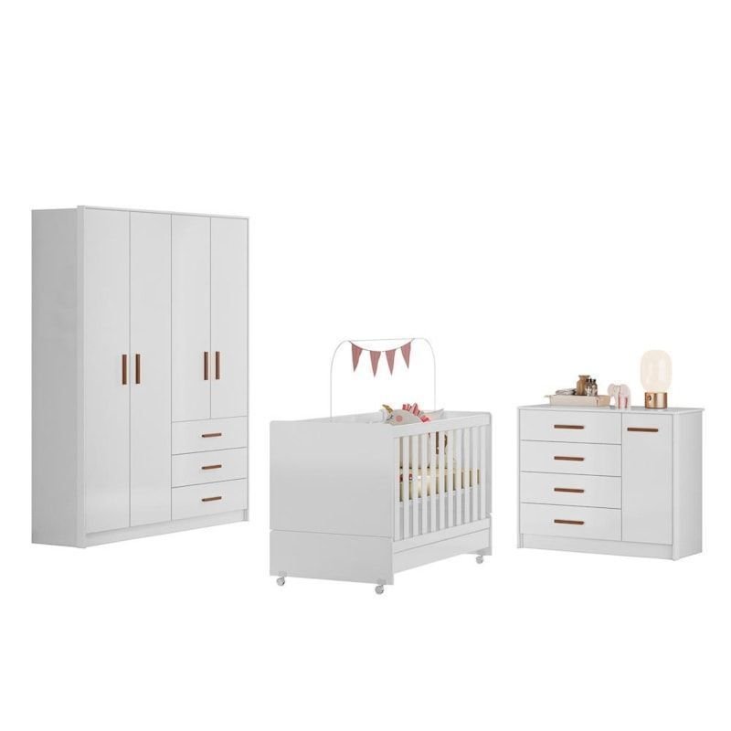 Dormitório Infantil Pérola Guarda Roupa, Cômoda e Berço - Peternella ...