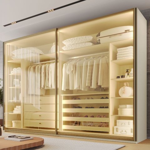 Guarda Roupa Samara 2 Portas Reflecta Flutuantes 100 MDF - Móveis Europa