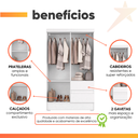 Ver imagem 4 de Guarda Roupas Solteiro Juvenil 4 Portas 2 Gavetas Branco Coimbra Aramóveis