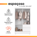 Ver imagem 5 de Guarda Roupas Solteiro Juvenil 4 Portas 2 Gavetas Branco Coimbra Aramóveis