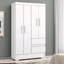Ver imagem 2 de Guarda Roupas Solteiro Juvenil 4 Portas 2 Gavetas Branco Coimbra Aramóveis
