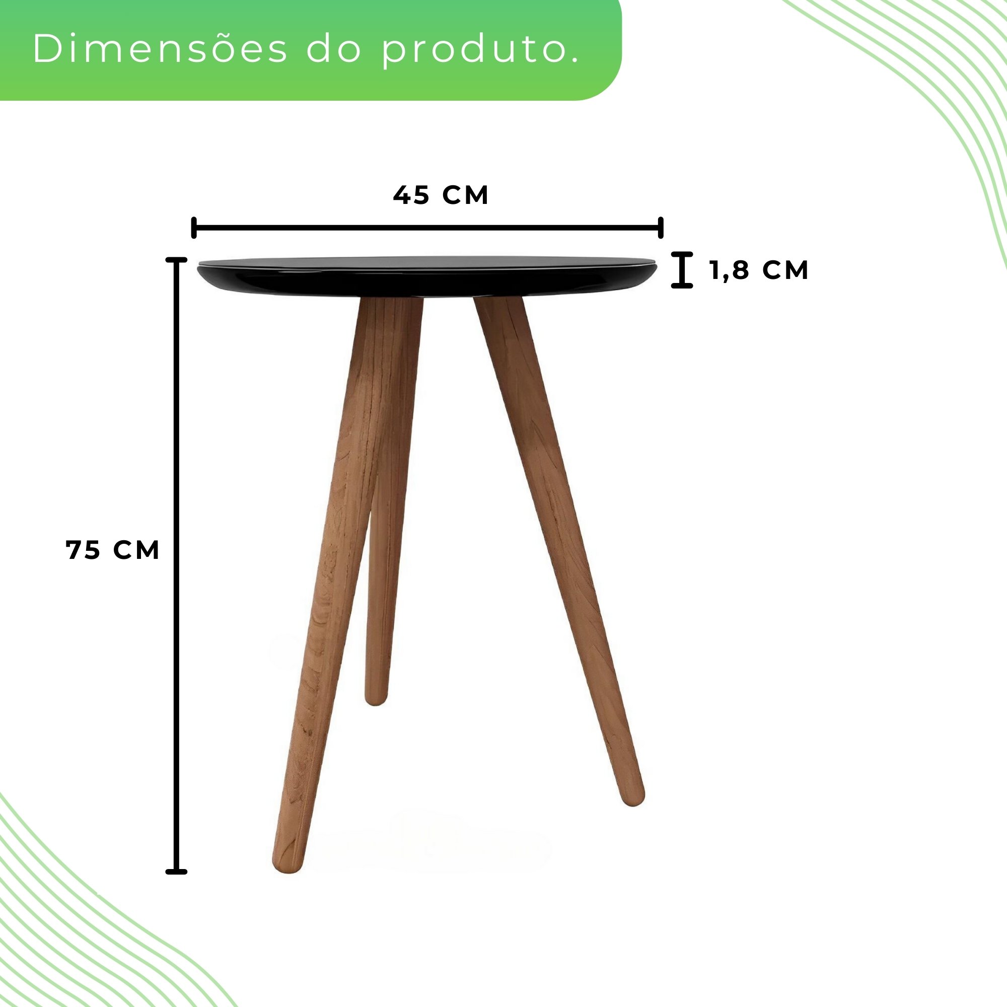 Mesa Lateral 45cm Esmeralda Athenas - 2