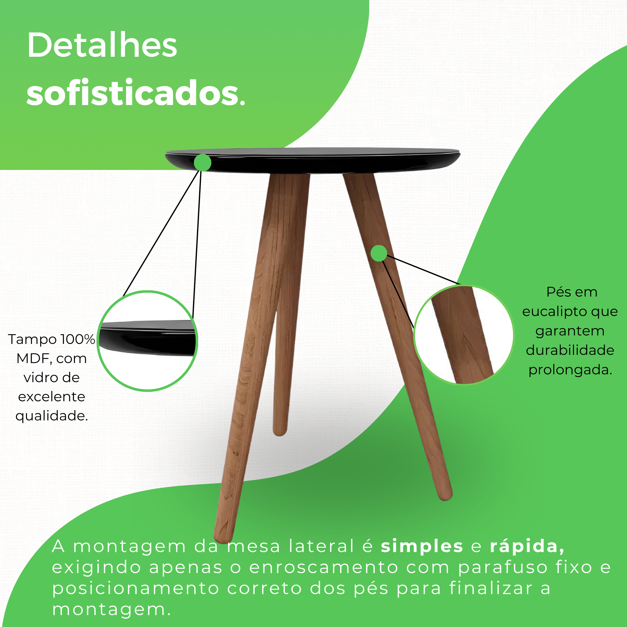 Mesa Lateral 45cm Esmeralda Athenas - 4