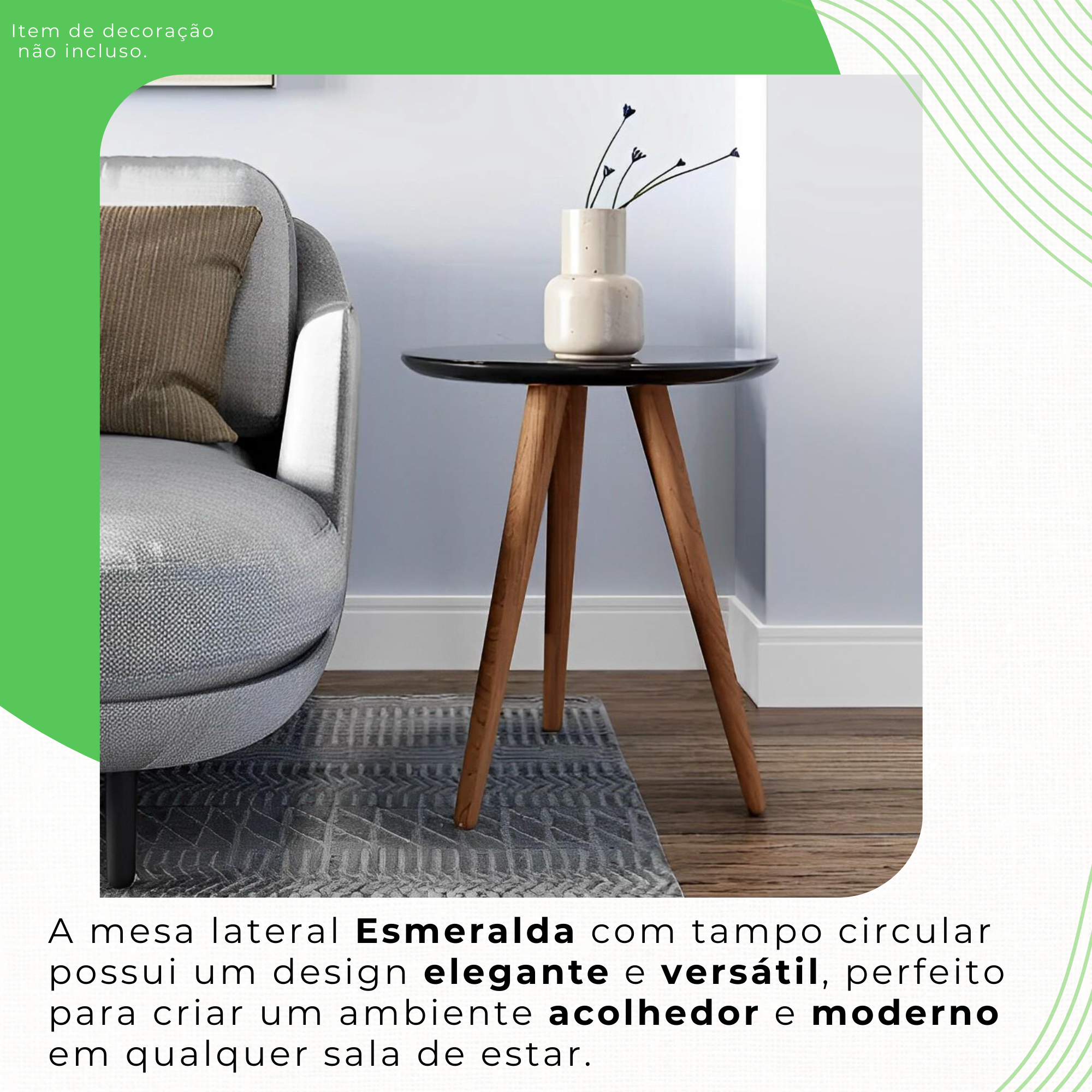 Mesa Lateral 45cm Esmeralda Athenas - 6