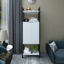 Ver imagem 1 de Estante de Livros 65CMX184,7cm 2 Portas Centro Haia Yescasa Branco/Preto