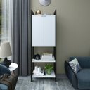 Ver imagem 1 de Estante de Livros 65CMX184,7cm 2 Portas em Cima Haia Yescasa Branco/Preto