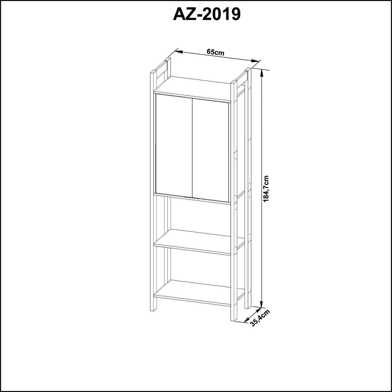 Estante para Livros 2 Portas Em Cima 1,85x0,65m Haia Yescasa - 3