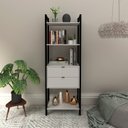 Ver imagem 1 de Estante de Livros 65CMX184,7cm 2 Gavetas Centro Haia Yescasa Branco/Preto