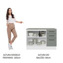 Ver mais imagens de Balcão de Pia Cozinha 2 Portas e 3 Gavetas (com Tampo) Branco/cinza Agata Madesa Branco/cinza