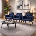 Ver imagem 2 de Kit 3 Poltronas Capitonê Sala Recepção Poltronas Decorativas Azul-marinho
