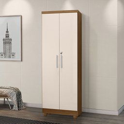 Armário Multiuso Sapateira Com Chave 2 portas e 5 Prateleiras Isabela Cor Mel off White - Rud Rack - 1