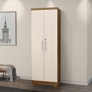 Armário Multiuso Sapateira Com Chave 2 portas e 5 Prateleiras Isabela Cor Mel off White - Rud Rack