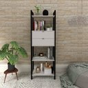 Ver imagem 1 de Estante de Livros 65CMX184,7cm 2 Gavetas em Cima Haia Yescasa Branco/Preto