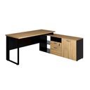 Ver mais imagens de Mesa L Escritório Diretor 150cm a 170cm Pés Metal Mac Pr F5 Cor:macadâmia com Preto