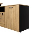 Ver mais imagens de Mesa L Escritório Diretor 150cm a 170cm Pés Metal Mac Pr F5 Cor:macadâmia com Preto