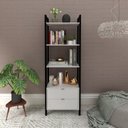 Ver imagem 1 de Estante de Livros 65CMX184,7cm 2 Gavetas Embaixo Haia Yescasa Branco/Preto