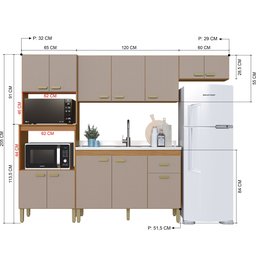 Cozinha Modulada Compacta Fidelitá Mariana 4 Peças 245cm 12 Portas 1 Gaveta sem Tampo - 4