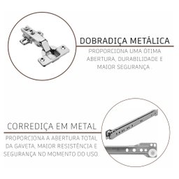 Cozinha Modulada Compacta Fidelitá Mariana 4 Peças 245cm 12 Portas 1 Gaveta sem Tampo - 7