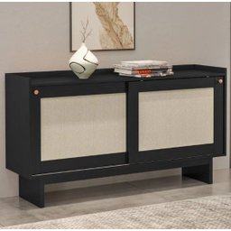 Buffet 1,40m 2 Portas e 1 Prateleira Carraro Atria Preto Viero Móveis - 1