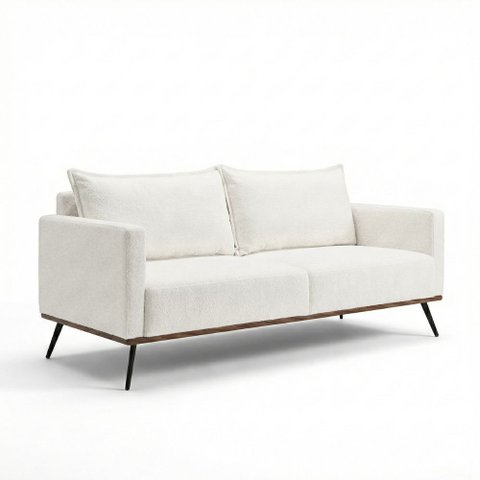 Sofá 2 Lugares Decorativo Atlas 1,60cm Pés Retro Linho Boucle 3199 - Vimont Moveis