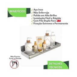 Porta Shampoo com Adesivo sem Furar Parede Inox F.elg - 7