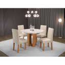 Ver imagem 1 de Conjunto Sala de Jantar Moderno Mesa Redonda 4 Lugares Bege Chiara Vênus Mel