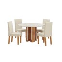 Ver imagem 3 de Conjunto Sala de Jantar Moderno Mesa Redonda 4 Lugares Bege Chiara Vênus Mel