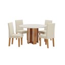 Ver imagem 3 de Conjunto Sala de Jantar Moderno Mesa Redonda 4 Lugares Bege Chiara Vênus Mel