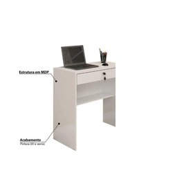 Escrivaninha/mesa para Notebook 1 Gaveta com Chave Andorinha Candian Branco - Jcm Movelaria - 4