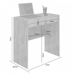 Escrivaninha/mesa para Notebook 1 Gaveta com Chave Andorinha Candian Branco - Jcm Movelaria - 3
