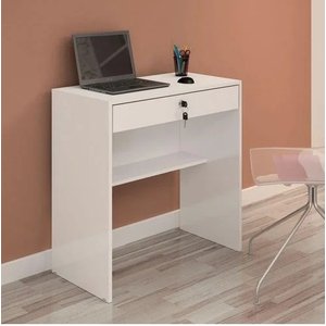 Escrivaninha/mesa para Notebook 1 Gaveta com Chave Andorinha Candian Branco - Jcm Movelaria