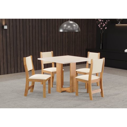 Conjunto Sala de Jantar Jady Mesa Quadrada com 4 Cadeiras Sol Bege/Mel/Blonde