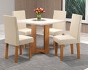 Ver imagem 1 de Conjunto Sala de Jantar Chiara Quadrada com 4 Cadeiras Vênus Bege/Mel