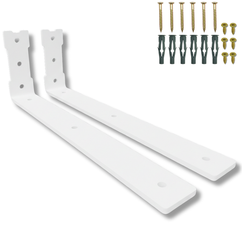 2 Suportes Mão Francesa 30cm Formato L Embutido para Prateleira Aço Alta Durabilidade Branco