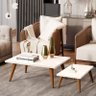 Conjunto 2 Mesas De Centro Retangular Sala de estar - 65x35cm + 32X35cm - Branco - 2